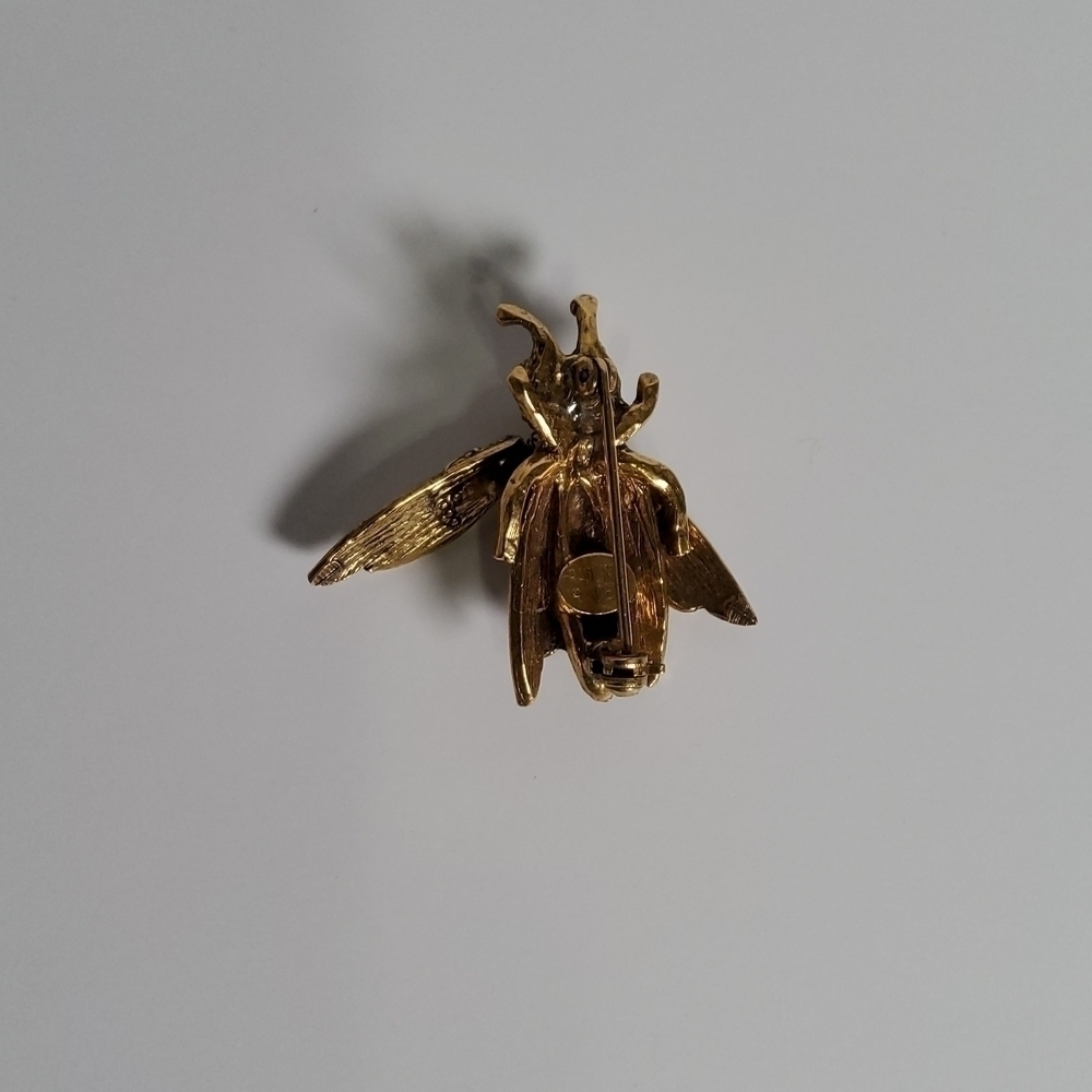 Pauline Rader Retro Rhinestone insect Brooch Signed - Picture 4 of 5
